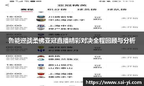 鲁能迎战柔佛亚冠直播精彩对决全程回顾与分析